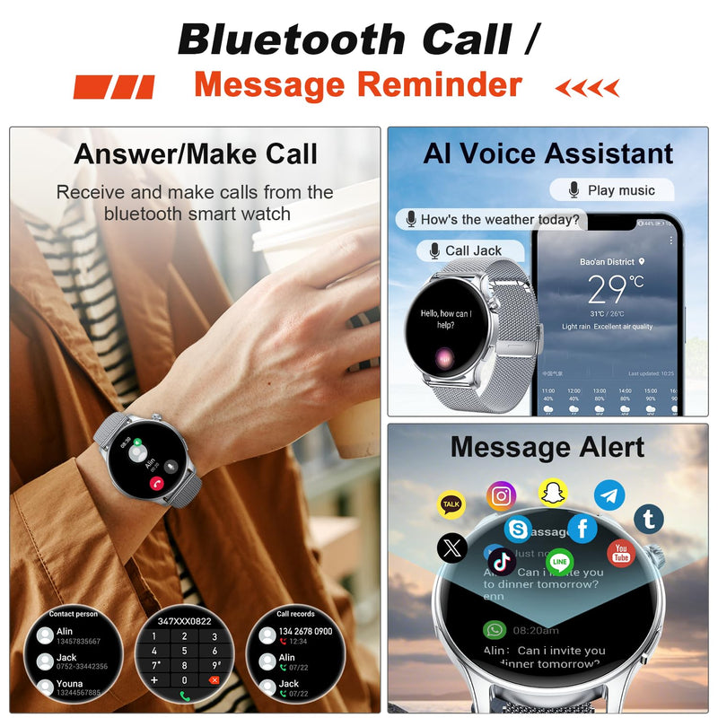 Smart Watch for Men Women Fitness: Make Answer Call Running Digital Mens Watches Waterproof Smartwatch Android Phone iPhone Samsung Compatible Step Pedometer Tracker Heart Rate Sleep SpO2 Monitor