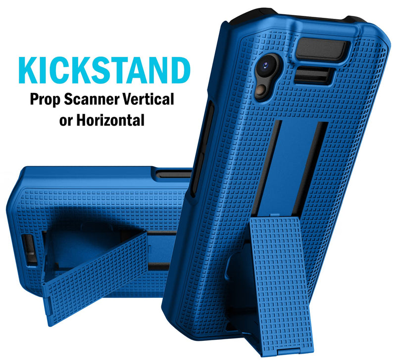 [AUSTRALIA] - Case with Clip for Zebra TC21 TC26 Mobile Computer Scanner, Nakedcellphone Slim Hard Shell Cover with Kickstand and [Rotating/Ratchet] Belt Hip Holster Combo - Cobalt Blue 