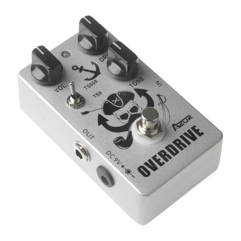 AZOR Overdrive Guitar Pedal Vintage Overdrive Effects，TS808 or TS9 Switch All-Metal Effect Pedal with True Bypass
