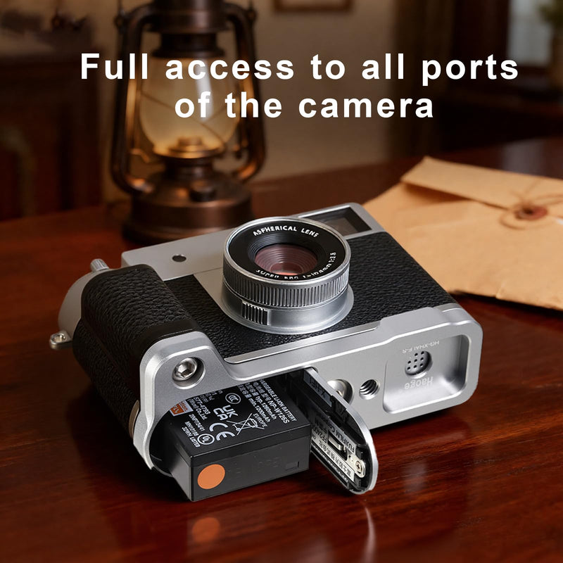 Haoge Handle HandGrip for Fujifilm x Half Camera Body Accessories L-Shape Grip Bracket Plate HG-XHALF-S Silver-Plate