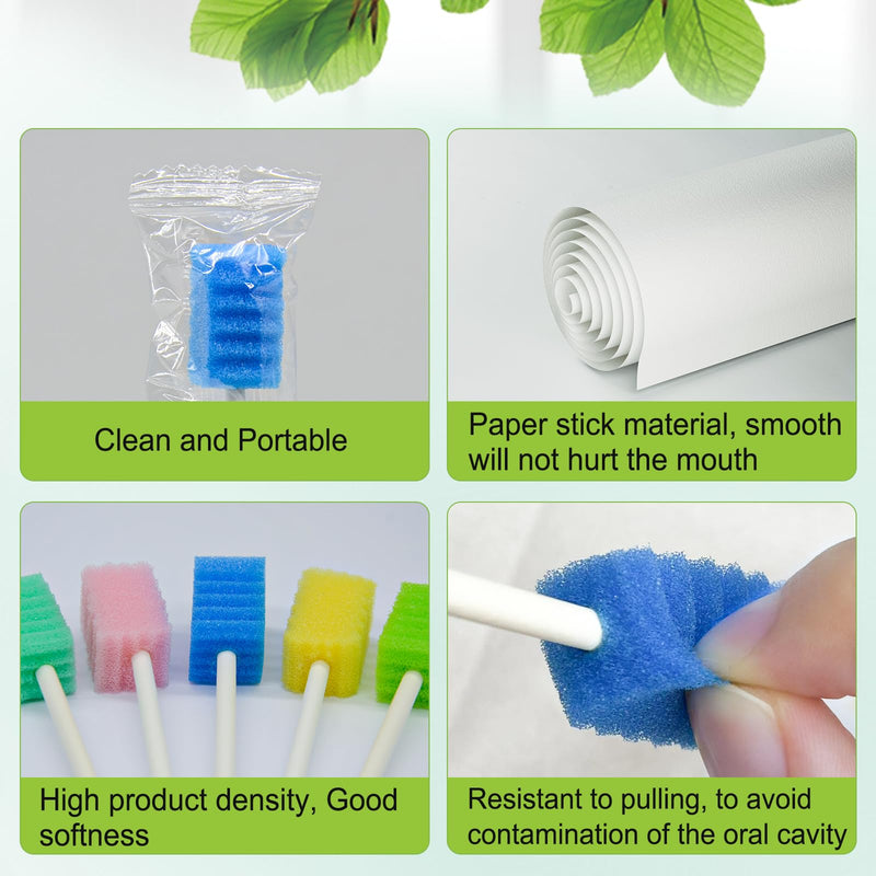 ARGOMAX Mouth Sponges Swabs, Pack of 100 Oral Care Sponge Swabs, Cleaning Mouth Swabs, Oral Hygiene Sponge, Mouth Care Swabs, Cotton Buds, Oral Care Sticks, Foam for Oral Hygiene, Blue