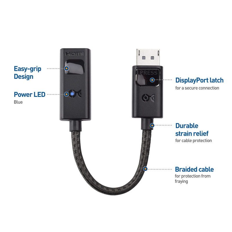 Cable Matters DisplayPort to HDMI 2.1 Adapter - 4K 120Hz or 8K 60Hz, 48Gbps Ultra HD HDMI Cable 6.6 ft / 2m