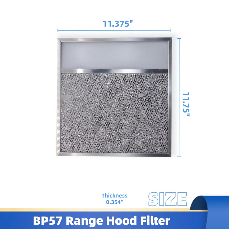 BP57 Range Hood Filter with Light Lens 11-3/8 x 11-3/4 In 1-Pack Stove Hood Vent Aluminum Grease Air Filter for Broan-NuTone 43000 Series Kitchen Exhaust Range Hood