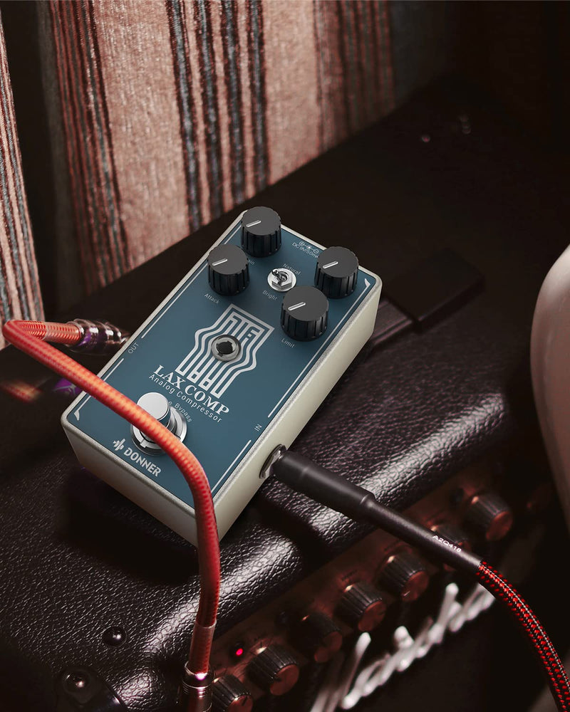 [AUSTRALIA] - Donner Compressor Guitar Pedal, Lax Comp Compressor Pedal for Electric Guitar and Bass, Classic Peak Limiter Style Compressor with 2 Band EQ Boost Effect Pure Analog True Bypass Blue：Compressor 
