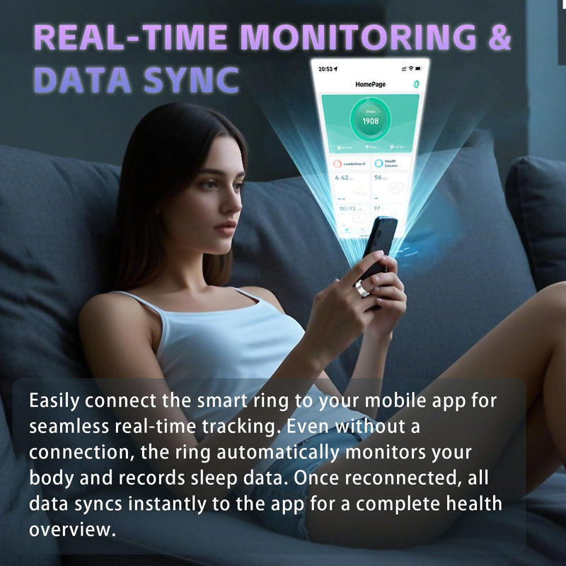 Fitness Tracker Ring for Women, No Subscription Fee (Silver 8) | Smart Ring with Heart Rate, SpO2, Blood Pressure, Sleep Monitoring, Step & Calorie Counter, 5ATM Waterproof