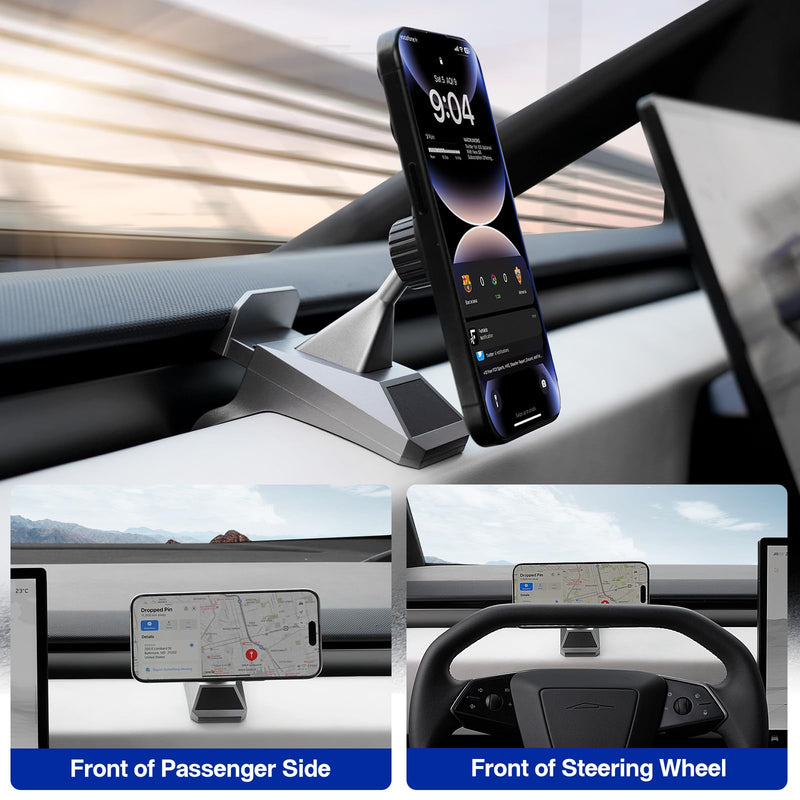 Magnetic Phone Mount for 2024-2026 Tesla Cybertruck Accessories | Fit 2024-2026 AWD(Dual Motor/Premium) & Cyberbeast, 360° Adjustable Interior Cell Phone Holder Mount with Magnetic Ring