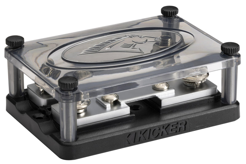 Kicker 50HPFD2 Warhorse 2-Output Fused Distribution Block | Dual amp power feeds, built-in circuit protection, clean amplifier wiring