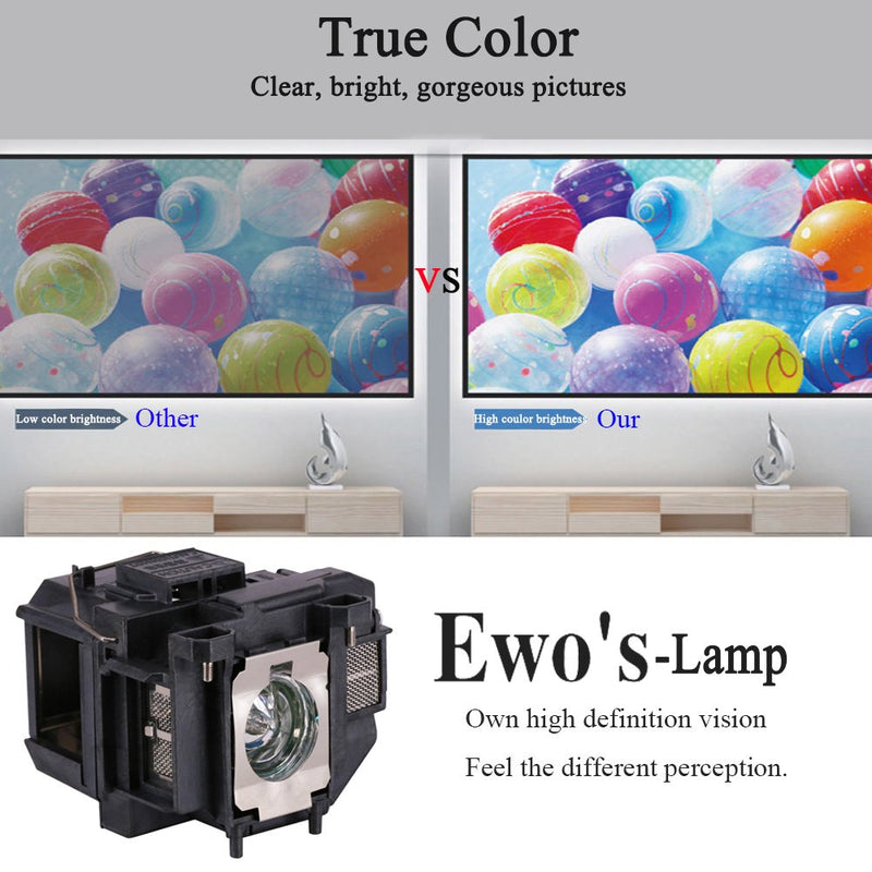 EWO'S ELP67 Replacement Projector Lamp for Epson ELPLP67 PowerLite Home Cinema 500 707 710HD 750HD EX5210 EX7210 EX3210 EX3212 VS210 VS220 X12 W12 S12 V13H010L67 Lamp Bulb Replacement