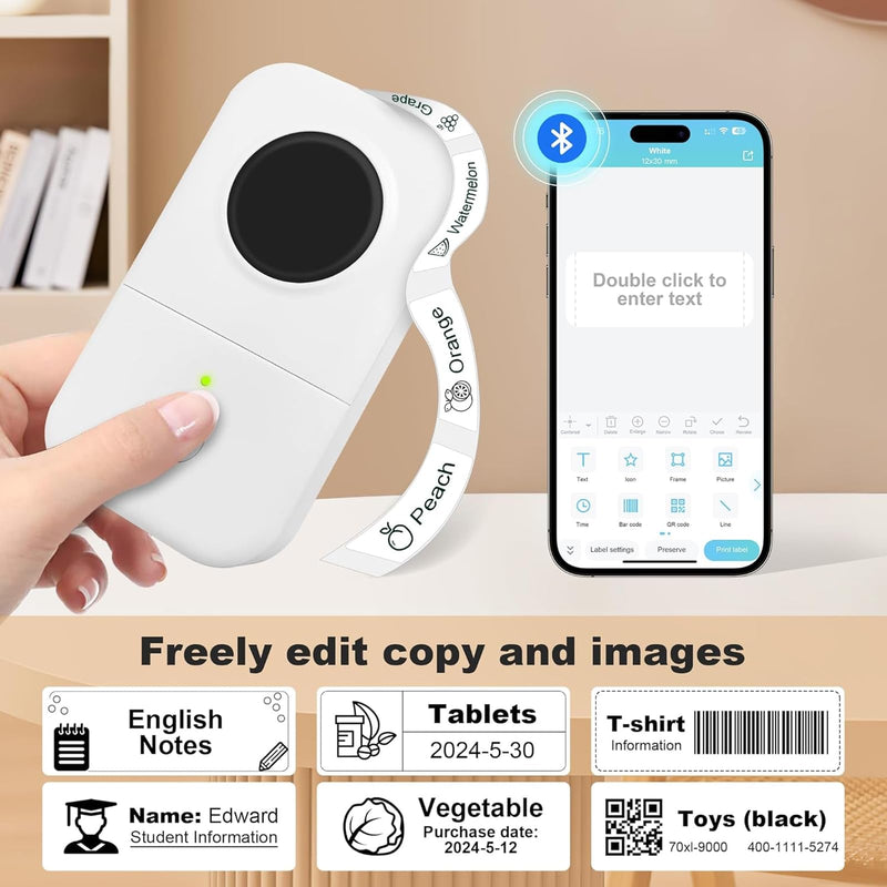 6 Rolls Thermal Label Tape, 0.47" x 1.57" (12x40mm) 160 Sheets/Roll, White Self-Adhesive Label Stickers Compatible with D30 D32 D35 Q30 P11 P12 P15 Thermal Printer 0.47"x1.57" 6
