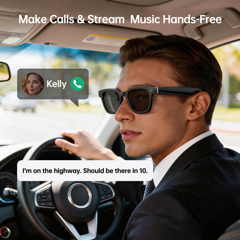 2026 New AI Smart Glasses with 13MP Camera, Wireless Charging, AI Voice Assistant, Real-Time Translation, Open-Ear Speakers for Audio, Bluetooth Video Recording Glasses for Work, Travel, 3 Lenses Black 32 GB