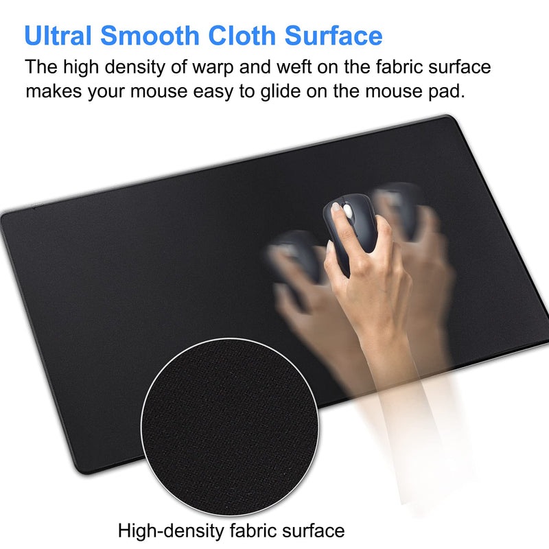 Gaming Mouse Pad,Hosimoln Large Mouse Pad Size 27.5x11.8 Thickness 0.12 inches,Premium-Textured Non-Slip & Waterproof Computer Mousepad with Stitched Edges for Gaming, Office & Home-70x30 Black 70x30 Black