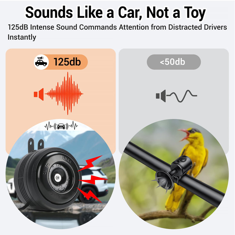 [AUSTRALIA] - Electric Bike Horn and Alarm System, 125dB, USB-Rechargeable, Waterproof, Remote Control 
