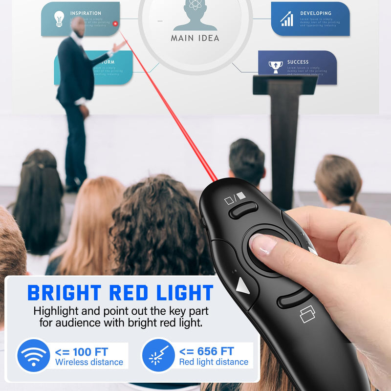 [AUSTRALIA] - 2-in-1 USB Type C Presentation Clicker Wireless Presenter Remote Clicker for PowerPoint Presentations with Laser Pointer, RF 2.4GHz USB C PowerPoint Clicker Slide Advancer for Computer/Mac/Laptop 