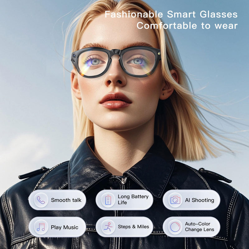 AI-Powered Smart Translator Glasses with Camera, 11-Language Translation, Video Recording, Photo, App Control for Traveling