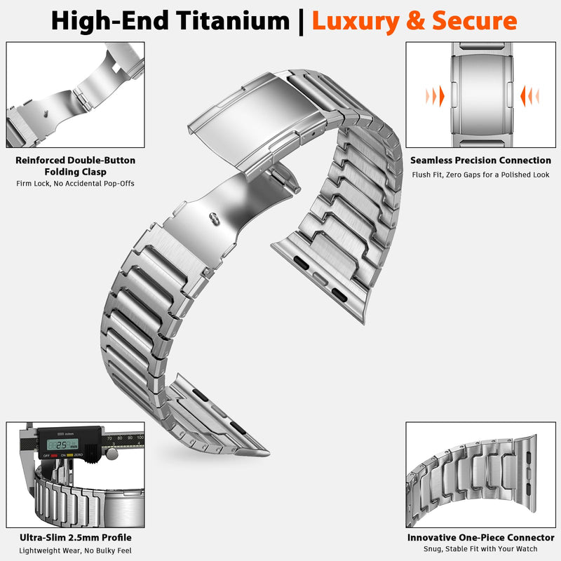 Titanium Apple Watch Band for Men Compatible with Apple Watch Ultra 3/2/1 49mm,iWatch Series 11/10/9/8/7/6/5/4/SE/3/2/1 (46/45/44/42mm),Lightweight Waterproof and Scratch Resistant Metal Strap Titanium