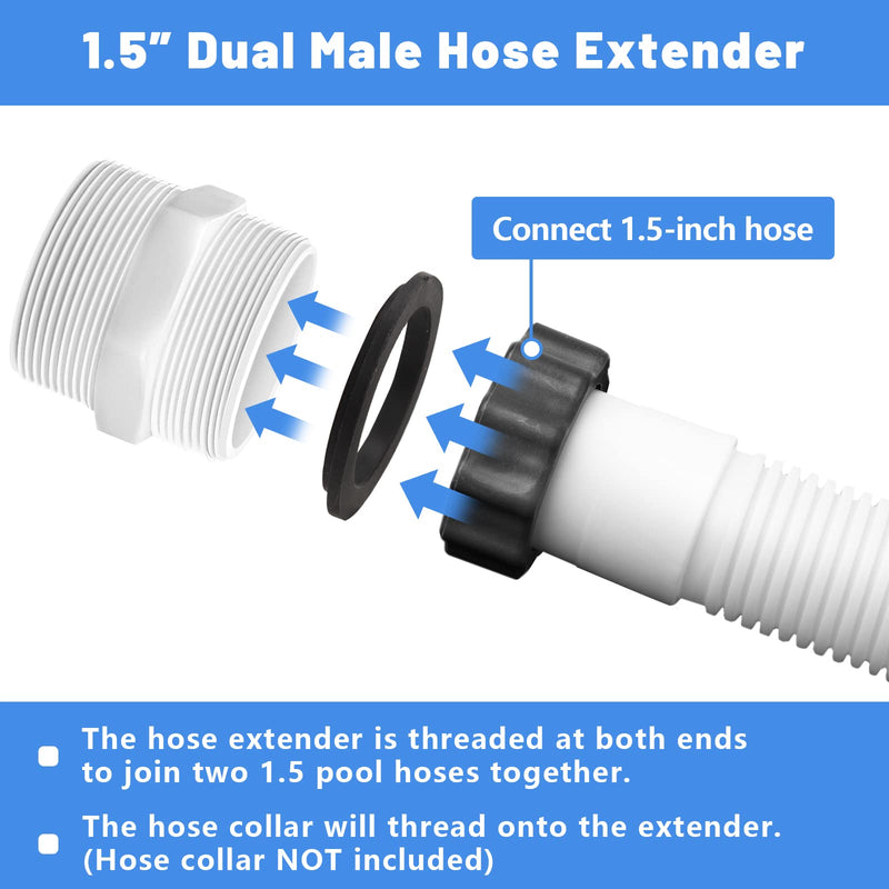 Pool Hose Adapter for Intex & Coleman Pool Split Hose Joint Connector, Swimming Pump 1.5 Inch Pools Drain Adapter Extender with 4 Ring Gaskets for Above Ground Pools Pump Hose Connector - 2 Pack