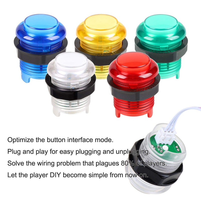 Fosiya 1 Player USB Encoder to PC Arcade Joystick Red Top Ball + 10x 5V LED Arcade Buttons for Arcade PC Games Mame Raspberry Pi