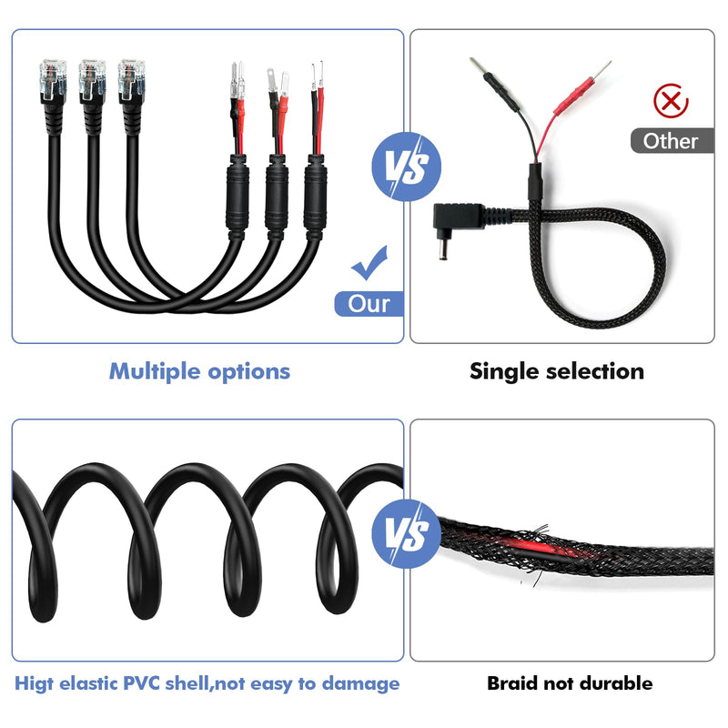 Radar Detector Hardwire Power Cord, Rearview Mirror Plug Cable, with Inline Fuse Holder,Suitable for Escort Beltronics Valentine One Cobra Whistler Radar Detector,3-Piece Set,9.8'' (DC3.5) RJ11-9.8in