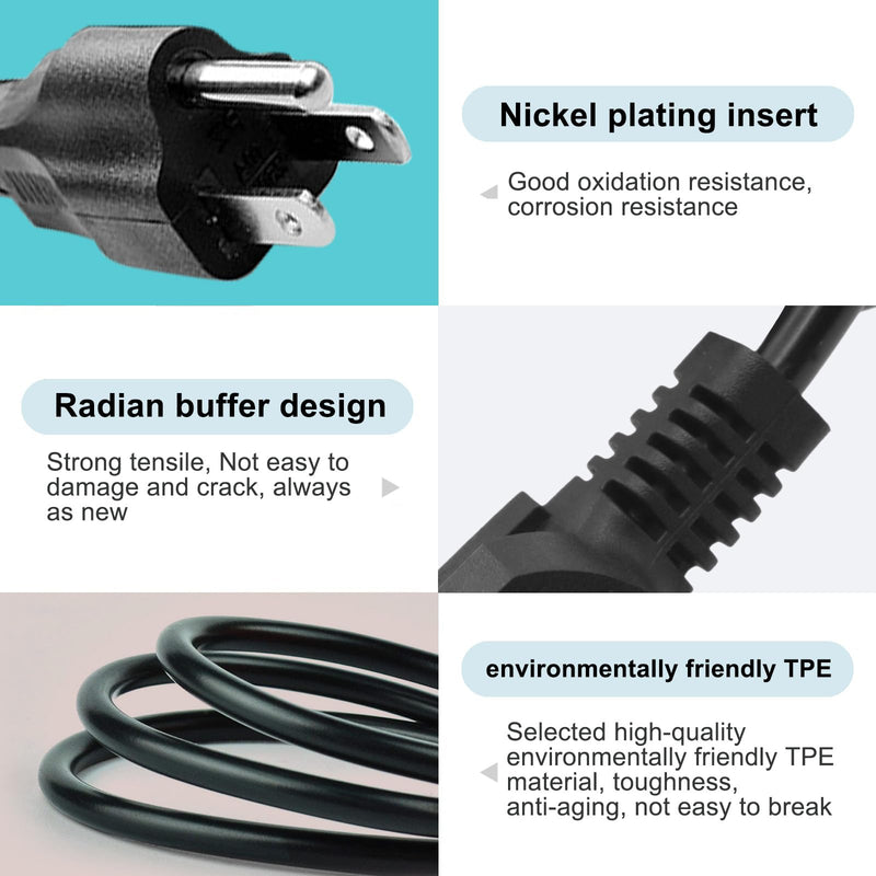 10Ft 3 Prong AC Power Cord TV Universal Treadmills Cable for Computer Monitor, Horizon Fitness Treadmills, Superfit, BowFlex, Sole E35 E55 F63 F80,Goplus 2 in 1 Folding Treadmill Charger Replacement 10FT