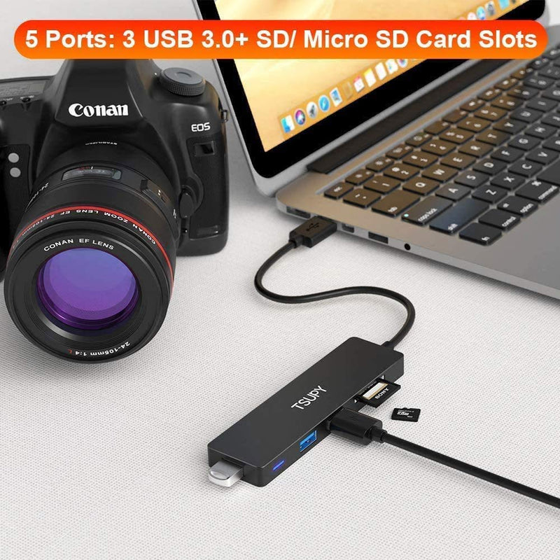USB 3.0 Hub TSUPY Multi USB HUB, 5 in 1 USB Data Hub with SD Micro SD Card Reader & 3 USB 3.0 Ports Compatible for PC, Laptops,MacBook,Printer,Surface Pro, USB Flash Drives and More