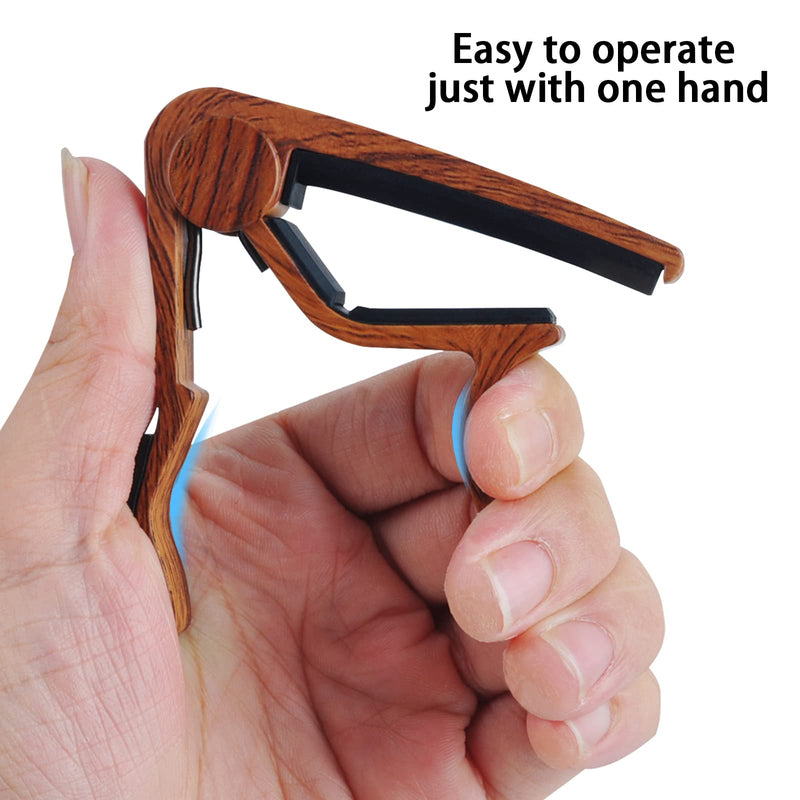 Guitar Capo, 2 Pack Capo for Acoustic Guitar, Guitar Capo for Electric Guitars, Bass, Buzzing-Free, Quick Release, Easy to Use, Black and Rosewood Black+Rosewood
