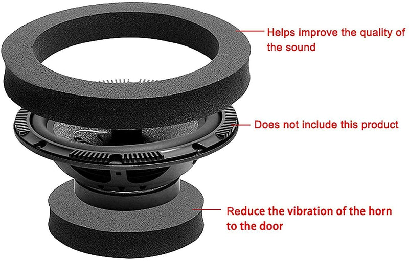 RDBS 6" 6.5" 6.75" Car Speaker Foam Rings Universal Self Adhesive Speaker Fast Rings Sponge Bass Blocker Kit Waterproof High Rebound EVA Foam Speaker Enhancer Baffle（4PCS ） Three ring