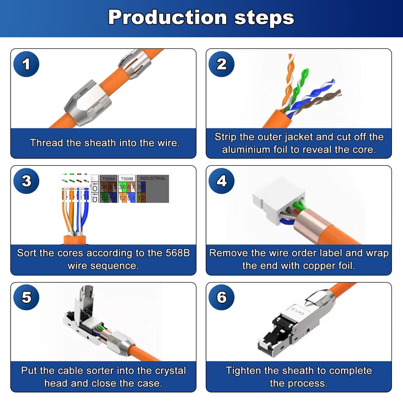 ZHITING 2 x CAT 7 RJ45 Connector Network Connector for Rigid LAN Cable Installation Cable Ethernet, LAN Plug Cat 7 Tool-Free LSA Fully Shielded STP, 10 Gbit/s, AWG 23-26 2cps
