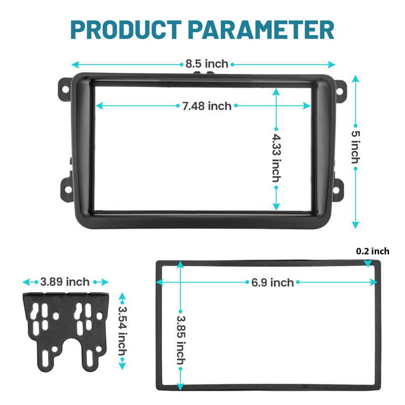 NuIth Double DIN Radio Dash Kits+Stereo Radio Wire Harness with Antenna Adapter for Volkswagen Jetta/GLI/Passat/CC/Tiguan/Scirocco 2006-2018