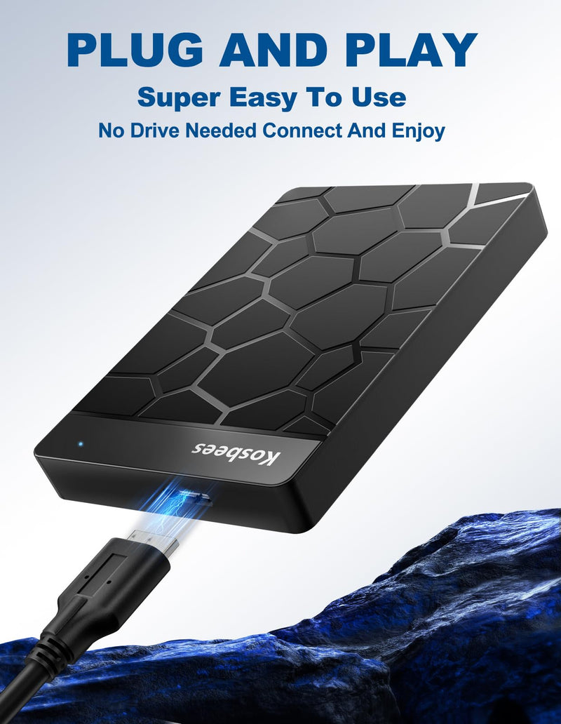 500 GB External Hard Drives,Portable Hard Drive for Windows,Ultra Slim External HDD Store Compatible with PC, MAC,Laptop,PS4, Xbox one, Xbox 360;Plug and Play Ready 500 GB BLACK