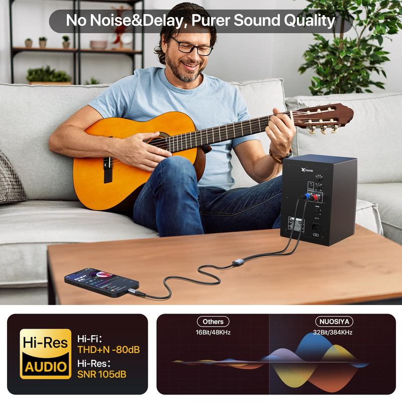 USB C to Dual XLR Male Audio Cable, 32Bit/384Khz USB Type C to 2 XLR Male Adapter Stereo Power Amplifier Cable for Connecting Smartphones USB C to Active Speaker, Laptops,Mixer Console (2M/ 6.6FT)