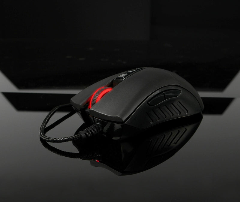 Bloody SP30 Ergonomic Optical Switch Gaming Mouse - Fastest Mouse Switch in Gaming - Enthusiast Grade 3360 Sensor - 8 Programmable Buttons - Non-Slip Rubberized Black - 12,000 DPI