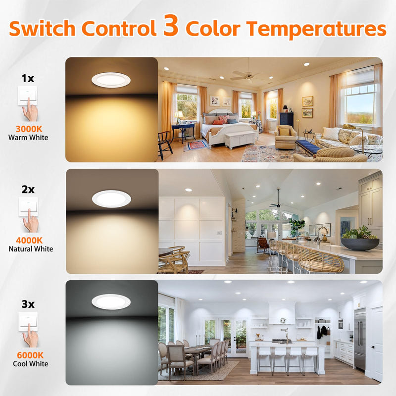 YindaLux Set of 3 LED Recessed Spotlights 230 V 3 W 3000 K Warm White 4000 K Neutral White 6000 K Cool White LED Spot Ultra Flat 300 LM Bore Hole 55-58 mm and 15 mm Flat IP44 Recessed Furniture 3 pieces