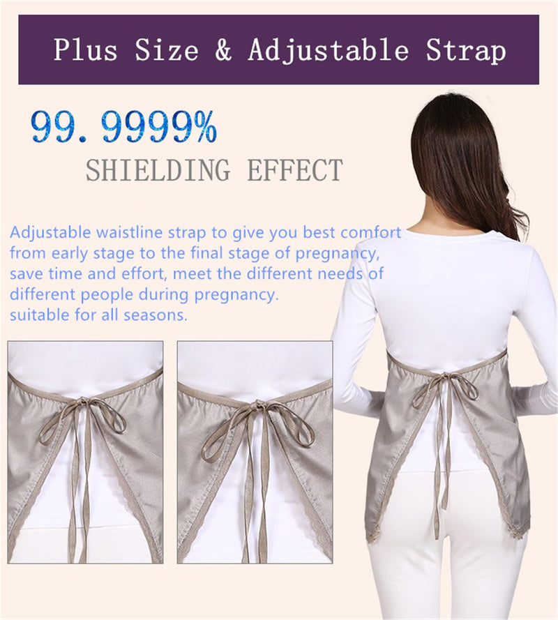 EMF Protection Clothes 5G Anti Radiation Faraday Tank Maternity Pregnancy Shielding Apron Dress Babyshower Gift Silver