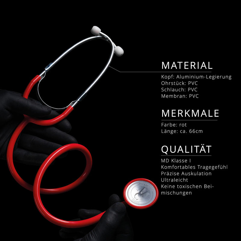 Nurse's Stethoscope Flat with Hose and Flat Membrane Red