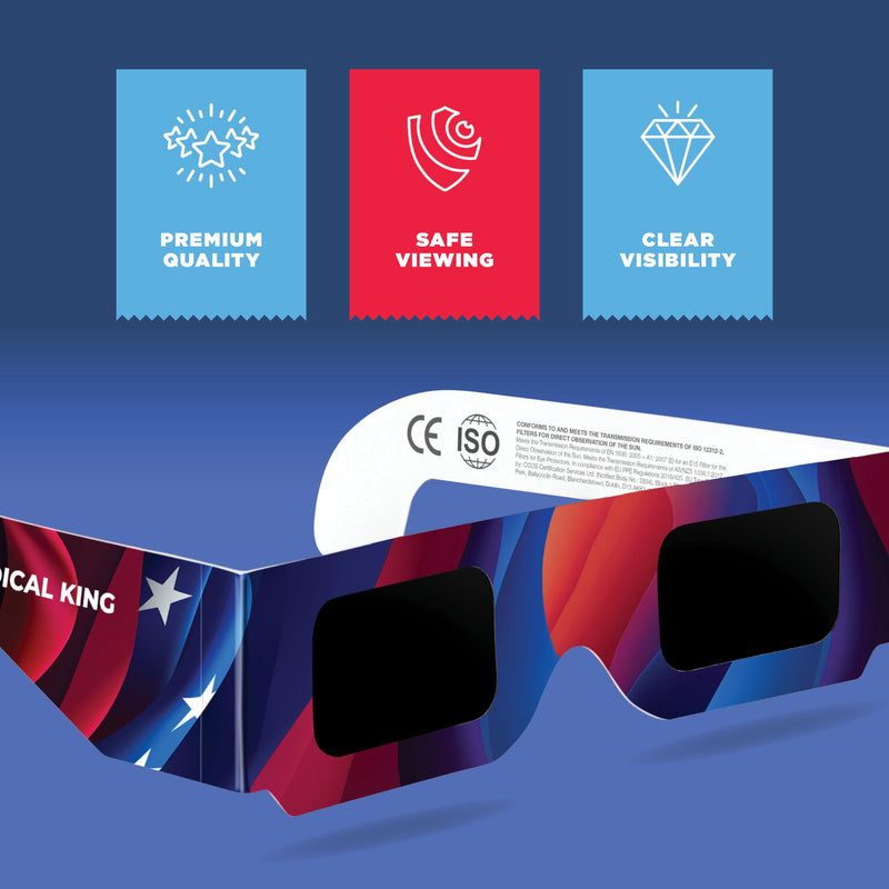 Medical king Solar Eclipse Glasses AAS Approved 2024 (2/5/10/20/60 Pack) CE and ISO Certified Safe for Direct Sun Viewing 10 Pack