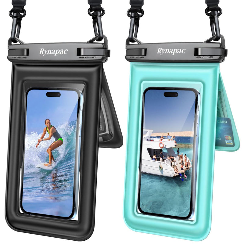 4 Pack Waterproof Phone Pouch, 10in Large Waterproof Phone Pouch 2Pack + 8.5in 2Pack Floating Waterproof Phone Case with Lanyard for iPhone 16 15 Pro Max, Galaxy S24 S23 Ultra, Cruise Ship Essentials