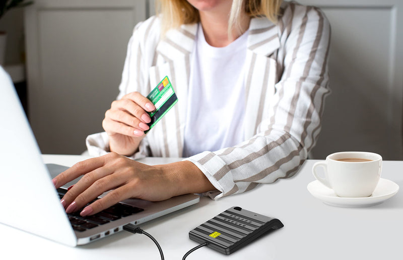 Type-C Saicoo CAC Reader, Smart Card Reader Military, DOD Military USB Common Access CAC Smart Card Reader - Compatible with Mac OS, Win,Linux V7 (USB-C) type C