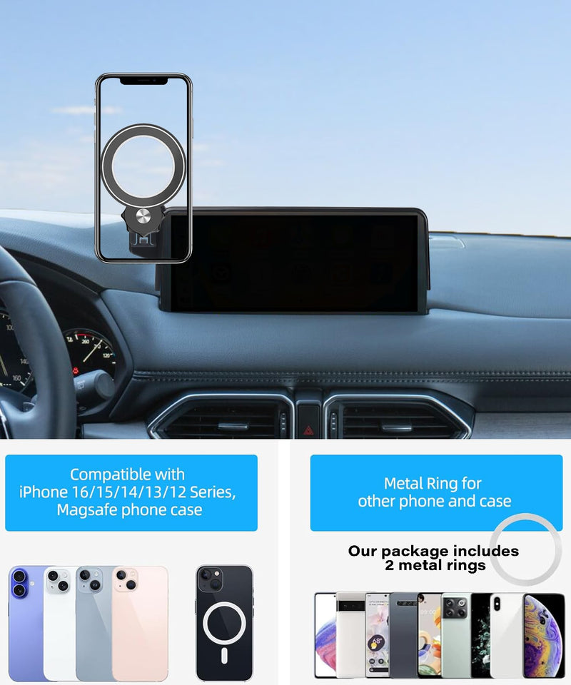 Car Phone Holder for 2021 2022 2023 2024 2025 Mazda CX-5 Accessories | 10.25-inch Screen Clip-On MagSafe Strong Magnets Cell Phone Mount, 360° Rotatable Hands-Free Holder, Not Block Air Vents fit for 2021-2025 Mazda CX5 (10.25 Inch)