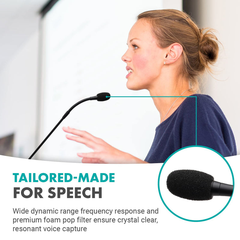 Movo GM-5 Professional 18-inch Gooseneck Microphone with USB Interface Stand, One-Touch Mute- Podium Microphone with Stand for Conferencing, Live Events, Streaming - USB Computer Mic for Mac, PC Standard