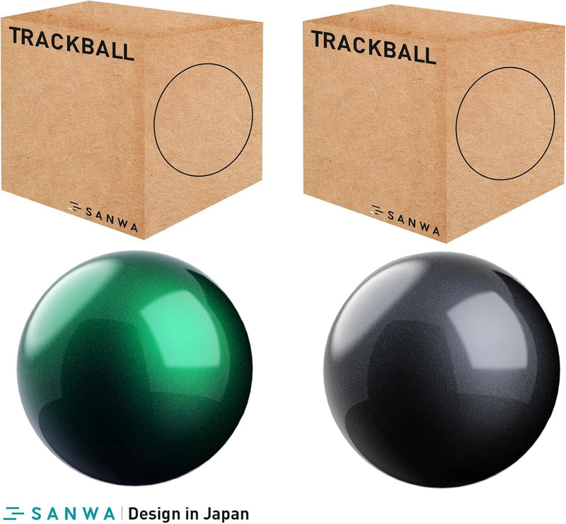 SANWA 2PCS 40mm/1.57in Trackball Replacement Ball for GMAWTB40, GMABTTB41, GMATB39, Kensington Orbit Fusion, and Other Compatible Trackball Mice, Glossy Green + Black