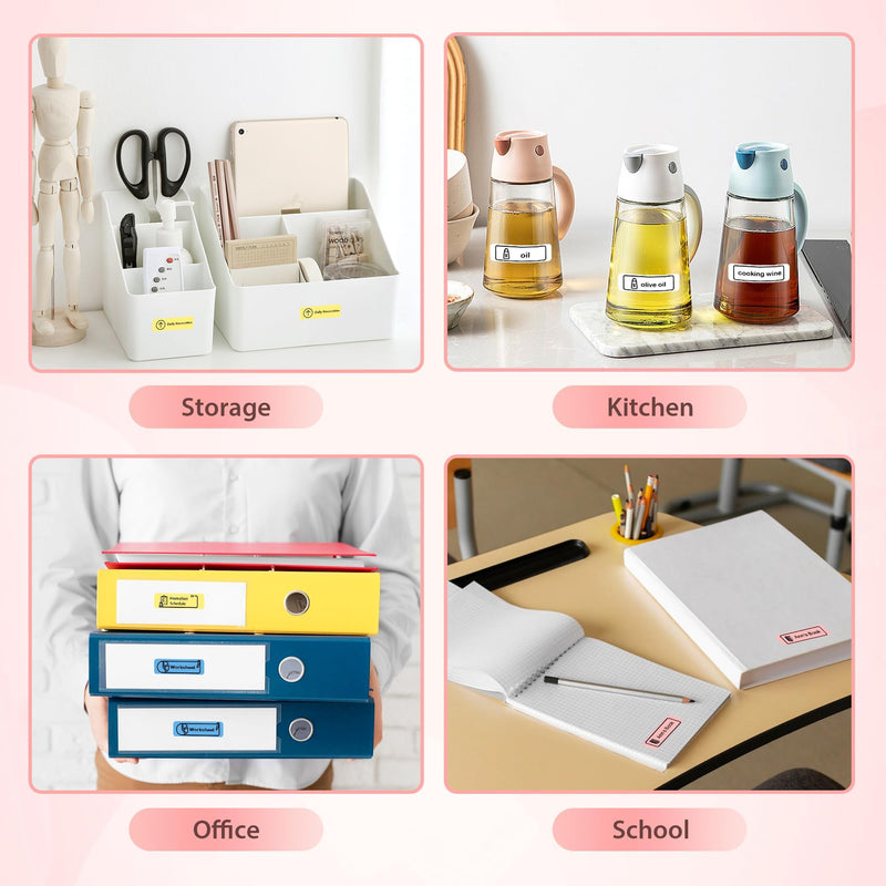 P21 Label Maker Machine with Tape, Bluetooth Label Printer Thermal Mini Label Makers with Built-in Cutter and Multiple Templates, Portable Printers for School, Office, Home Use - Pink