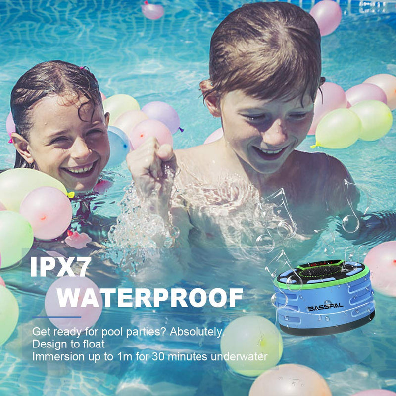 [AUSTRALIA] - IPX7 Waterproof Speaker, Bluetooth Portable Wireless Shower Speakers with LED Display, FM Radio, Suction Cup, Light Show, TWS, Loud Stereo Sound for Pool Beach Home Party Travel Outdoors BLUE 