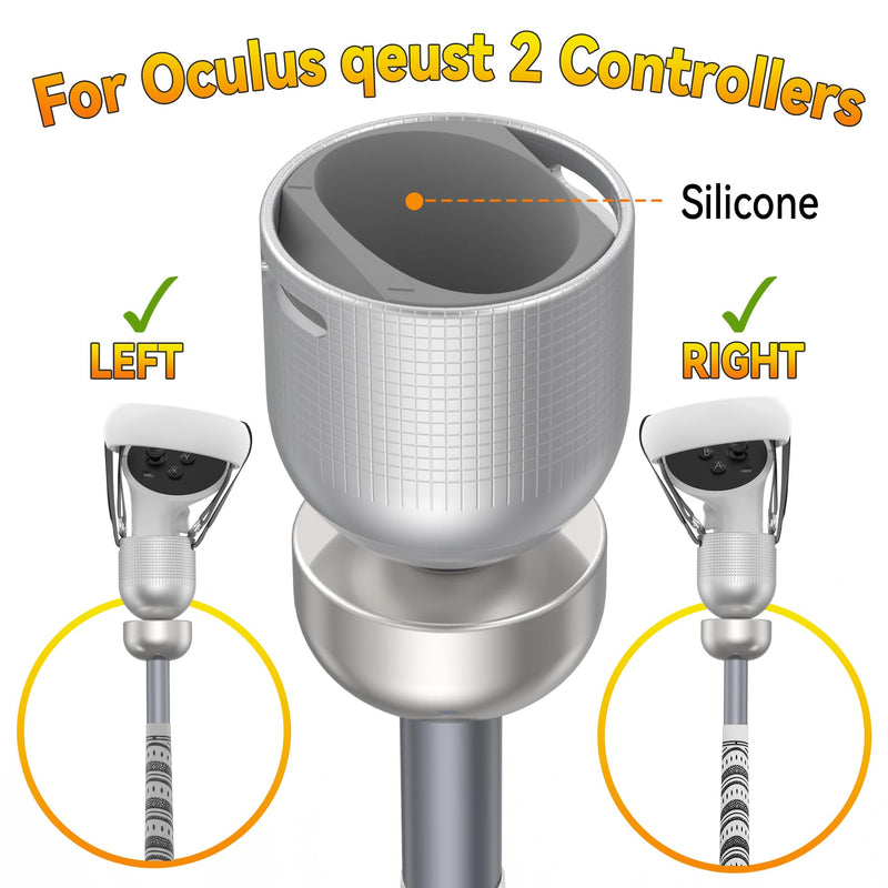 Weighted VR Golf Club Attachment for Meta/Oculus Quest 2 | Aluminum Quest 2 Golf Club Handle with Realistic Grip, Two Straps Included, Silver