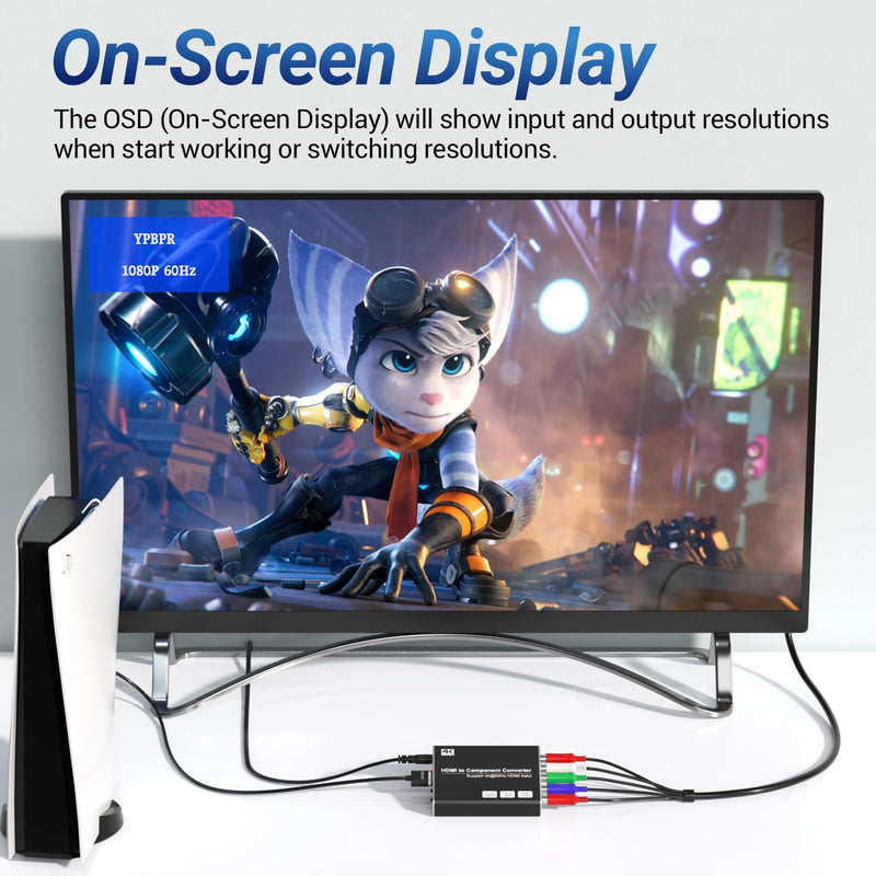 [AUSTRALIA] - 4K HDMI to Component Converter with Scaling Function, HDMI to YPbPr Converter Support 4K/60Hz Input, Support 480i/576i Component Output, Compatible with DVD/PS3/PS4/PS5/Amazon Fire TV Sticks 4K HDMI to Component 