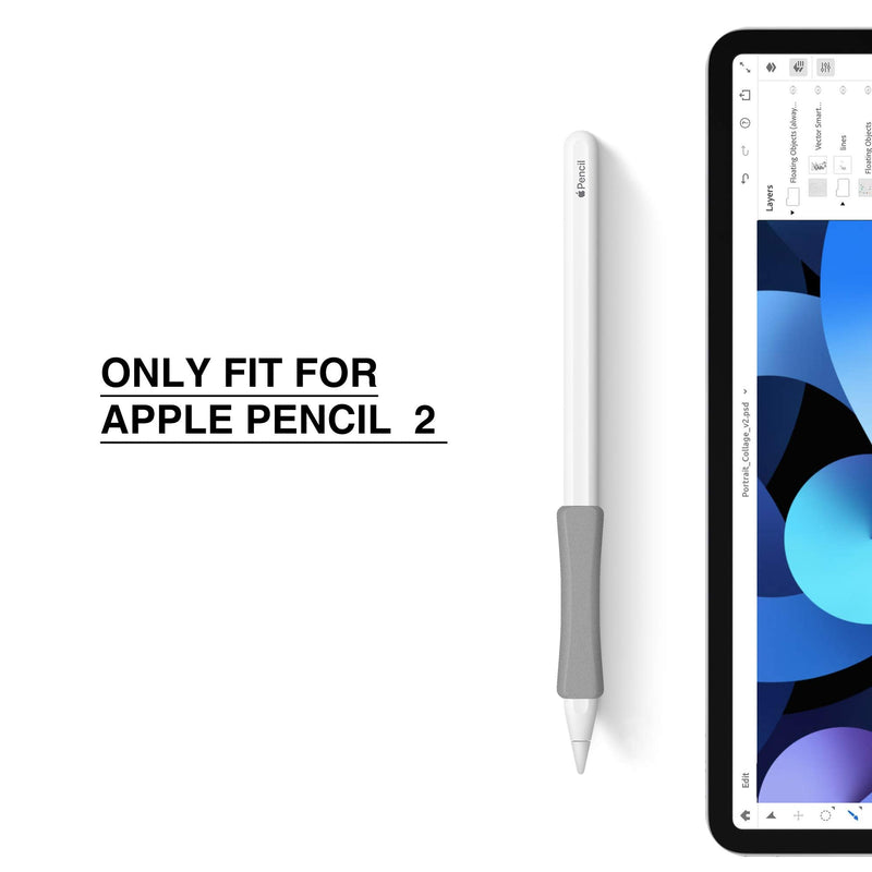 3 Pack Grey iPencil Grips Case Cover Ergonomic Silicone Sleeve Holder Compatible with Apple Pencil 2nd Generation, iPad Pro 11 12.9 inch 2018 Grey*3