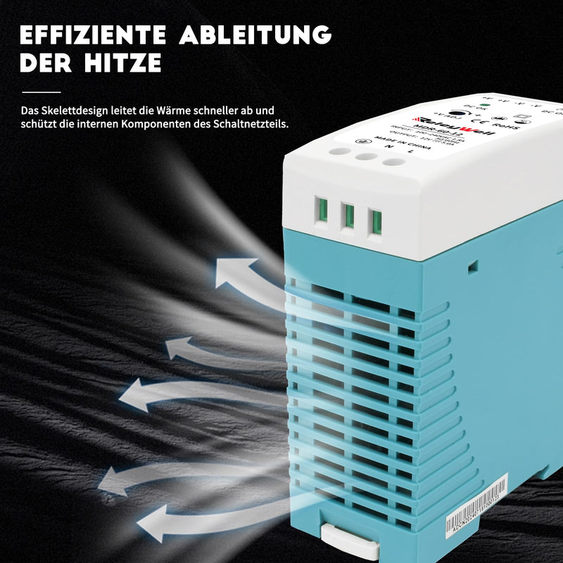 ReleyWell, MDR-60-12 DIN Rail Power Supply 12 V, 60 W, 5 A; Transformer 230 V to 12 V LED, DIN Rail, 12 Volt Power Supply, Bell Transformer, ReleyWell, MDR-60-12 12V 60w