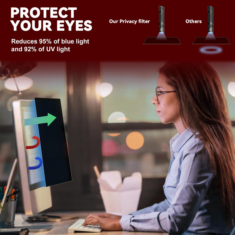 [2-Pack] 22 Inch Computer Privacy Screen Filter (16:10 Aspect Ratio) | Removable, Anti-Glare & Blue Light Filter, Compatible with HP, Dell, LG, ASUS, Acer, Samsung, Lenovo & ViewSonic Monitors 22.0 Inch