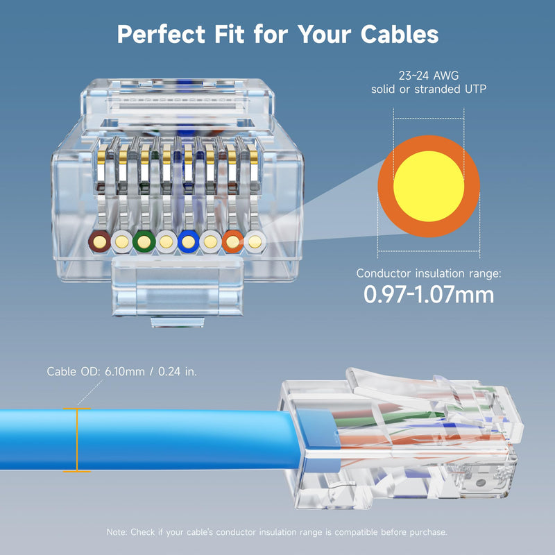 Cable Matters 1 50-Pack Cat 6 Pass Through RJ45 Connectors 2 200-Pack Cat6 / Cat5e RJ45 Strain Relief Boots 3 Modular RJ45 Crimp Tool for Pass-Through Connectors