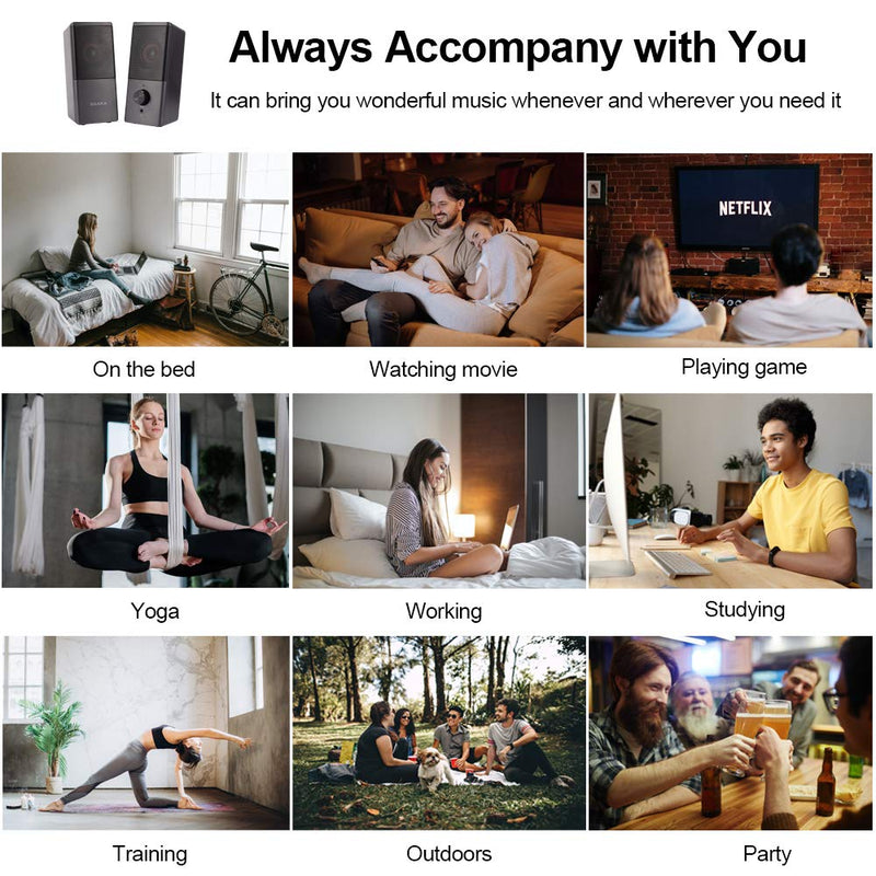 Computer Speaker, Compact Size Speaker with Headphone Jack, Enhanced Bass and Volume Control, Stereo 2.0 USB Powered 3.5mm Aux Multimedia Speakers for Laptop/Desktop/Tablets/Phone