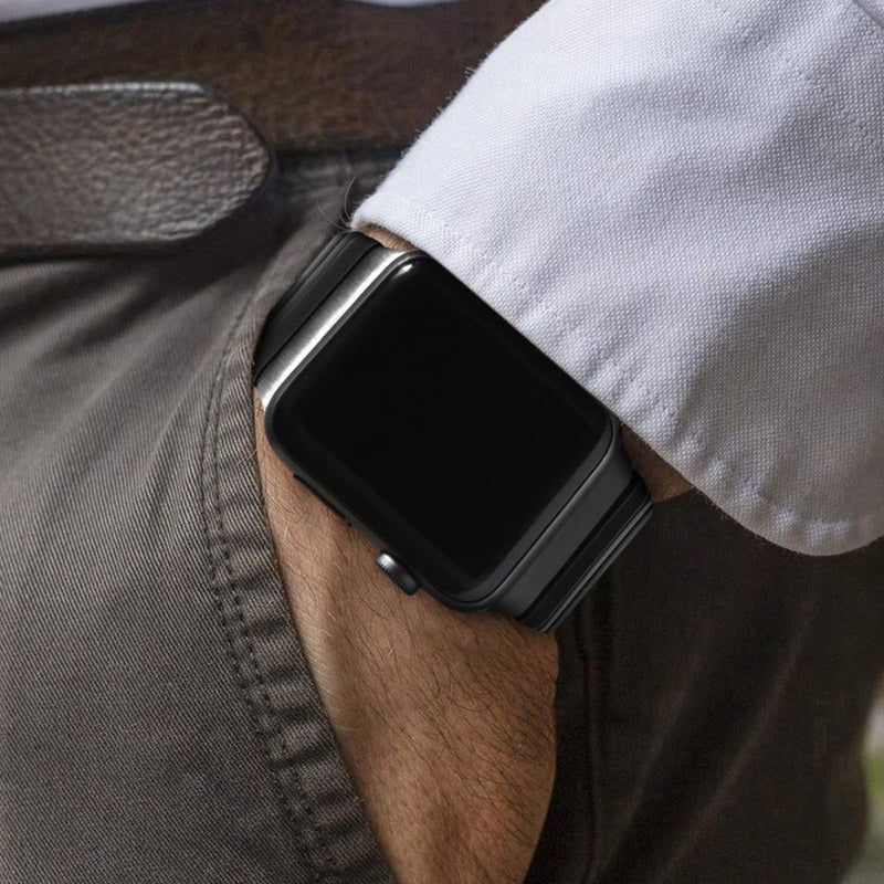 Compatible for Apple Watch Metal Bands, Black 42mm 44mm 45mm iWatch Strap Ultra10 9 8 7 6 5 4 3 2 1 SE,Simple and Stylish Smartwatch Wristband Women Men